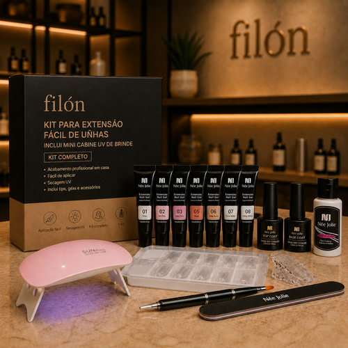 NailLux Pro™ — Kit Completo de Alongamento de Unhas em Gel com Cabine UV