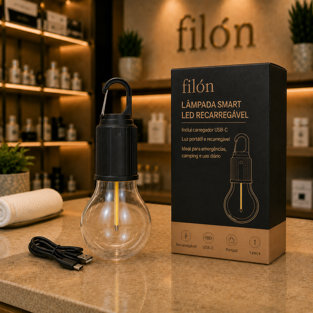 LumiCamp Pro™ — Lâmpada LED Recarregável e Portátil com Gancho